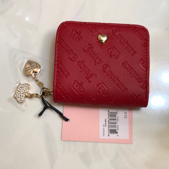 Juicy Couture Cool Red Not Your Babe Small Zip Around Bifold Wallet NWT - Picture 1 of 16